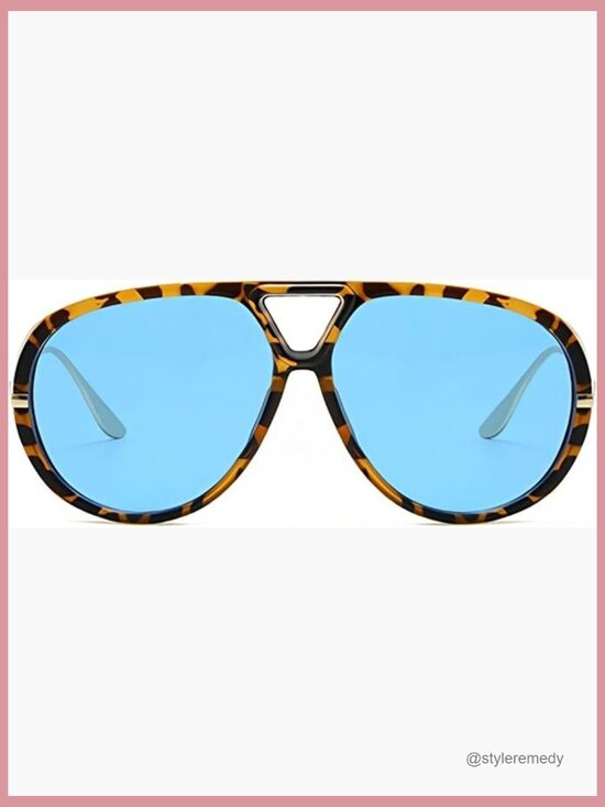 Oversized Aviator Sunglasses with UV400 Protection, Plastic Frames main image 5